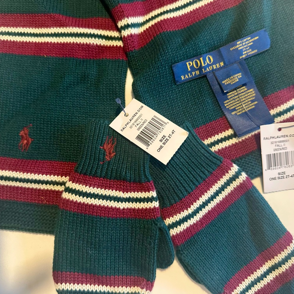 Ralph Lauren kids scarf with matching mittens. Never worn. With tags.
